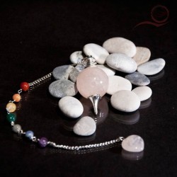 Pendule en quartz rose 7 chakras