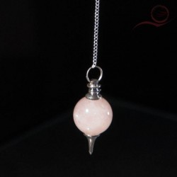 Pendule quartz rose, boule 7 chakras