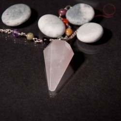 Pendule en quartz rose facette et chakras