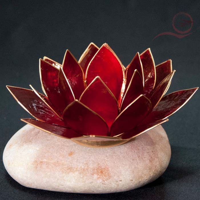 lotus candle holder red
