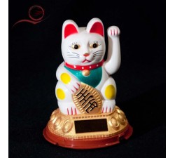  Maneki Neko cat with golden arm, white