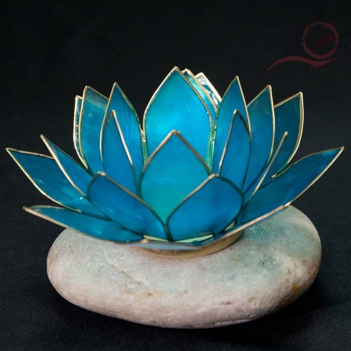 lotus candle holder blue