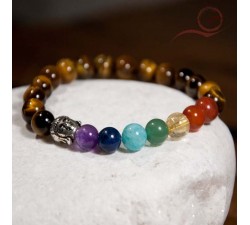 Bracelet, tiger eye beads, 7 chakras