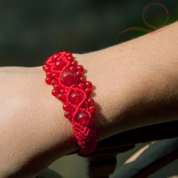 Bracelet Forme de coeur rouge cloisonné perles bracelets porte-bonheur  femmes bohême tressé Wrap Bracelet Femme bijoux faits à la main :  : Mode