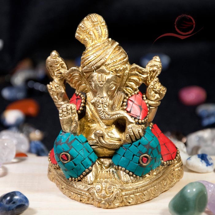 Ganesh or et turquoise