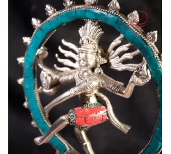 Statue Shiva turquoise et corail