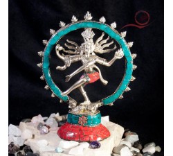 Silver and turquoise Shiva statue