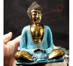 indonesian buddha in gold and blue