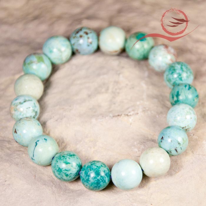 Collier Perle Turquoise Pérou 8mm - Chaîne Acier Inoxydable - Bijou Femme