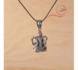Very beautiful silver pendant of Ganesh with his red 3rd eye pearl.