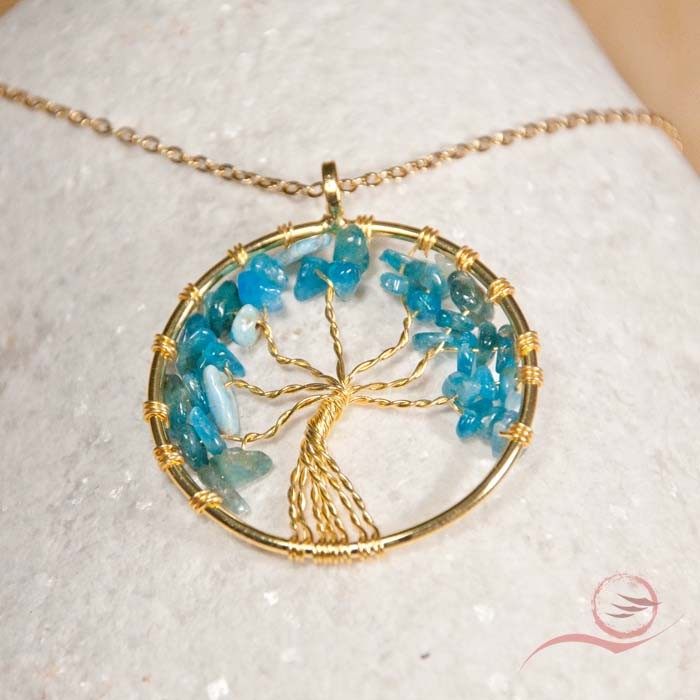 Golden apatit tree of life pendant