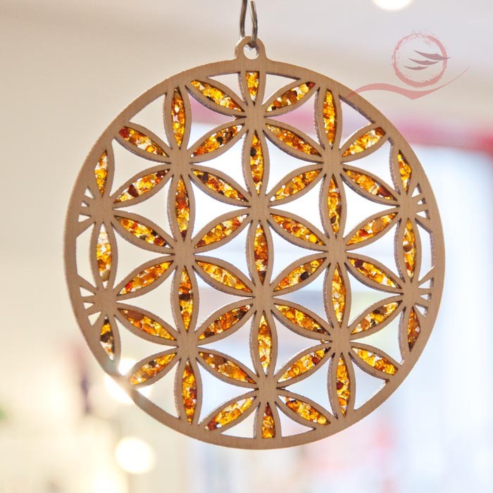 Flower of life wood and amber