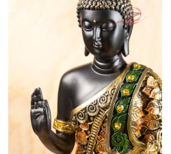 bouddha thai en meditation, bouddha noir et dore a Lyon