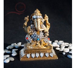 Statue Ganesh, doré et perle 14cm